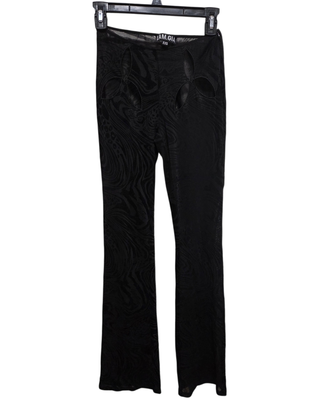 I.AM.GIA Black Textured Flare Pants Black Leggings